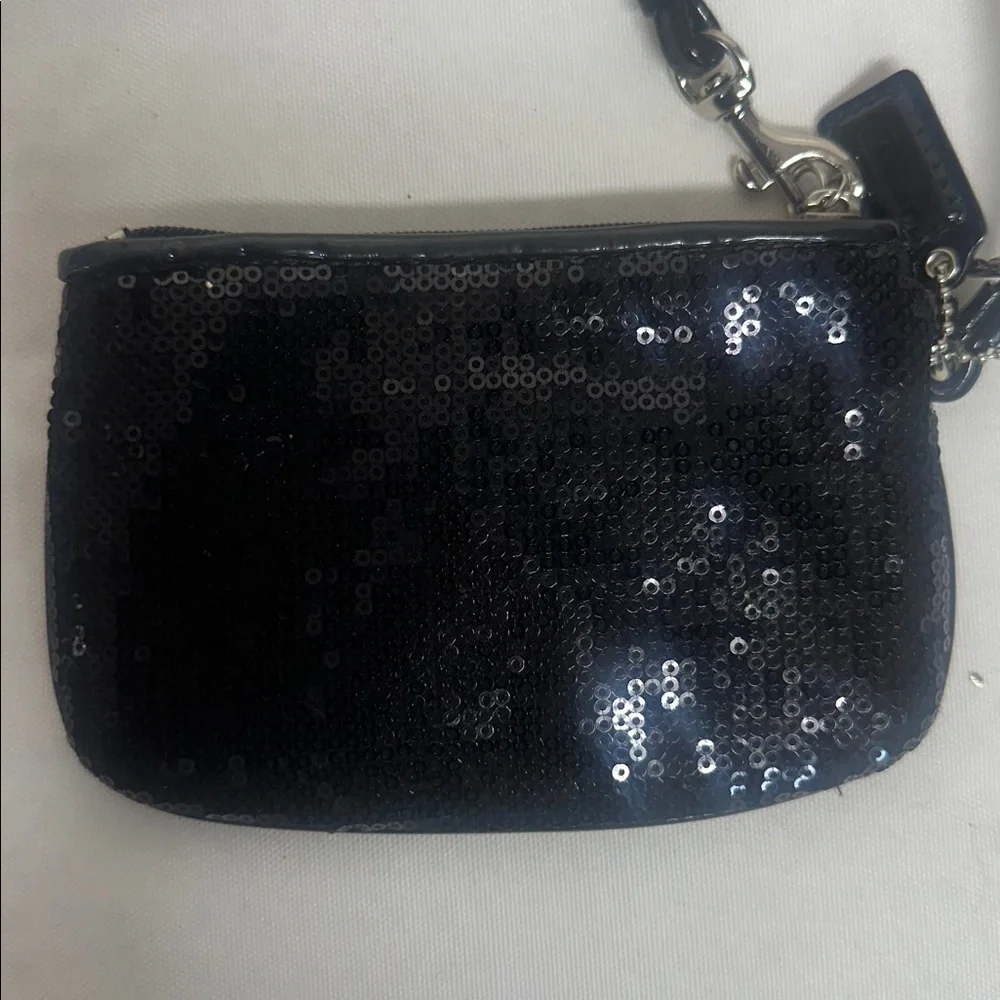 Coach Midnight Black mermaid Sequin Wristlet